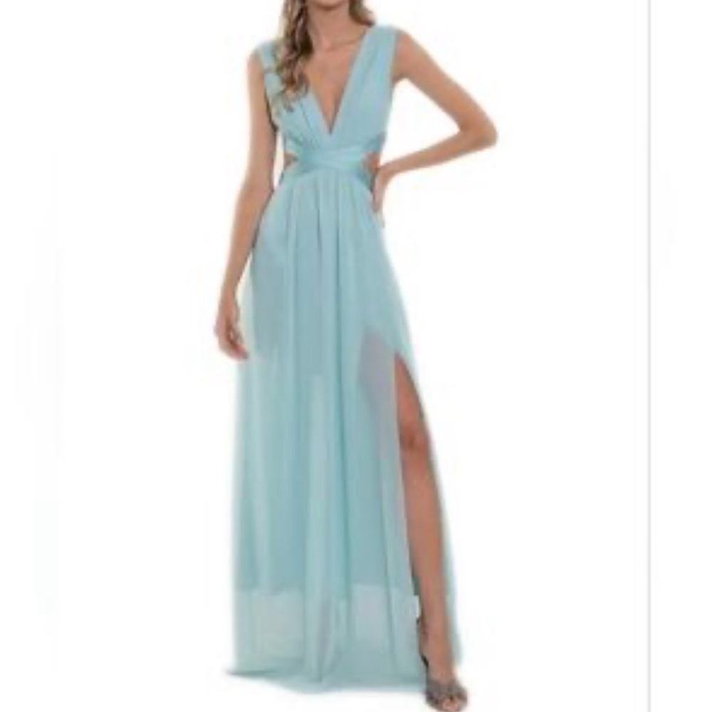 BCBGMaxAzria mint Plunging V-Neck Maxi Dress